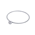 Silver twisted rope ring with round cubic zirconia in a bezel setting for women - Size 5 / White-Silver