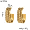 Macro shot of gold-plated twisted wheat pattern C-hoop earrings with dimensions and weight - Twist Braided Texture C-shape (BE1801B)