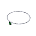 Twisted silver-tone stainless steel ring featuring a round green zircon centerpiece - Size 5 / Green-Silver