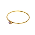 18K gold plated twisted rope ring featuring a small round purple zircon gemstone - Size 5 / Light Purple-Gold