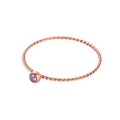 Twisted rose gold ring featuring a purple zircon stone in a bezel setting - Size 5 / Light Purple-Rose Gold