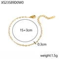 Détail du bracelet à maillons cœur dorés, longueur 15cm avec chaîne d'extension de 3cm - 15cm+3cm Extension / Or