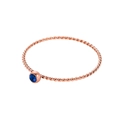 Rose gold twist ring featuring a round blue sapphire zircon stone on a slim band - Size 5 / Dark Blue-Rose Gold