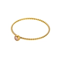 Twisted 18K gold plated stainless steel ring with pink zircon gemstone inlay - Size 5 / White-Gold