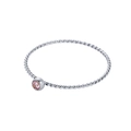 Twisted rope design silver ring featuring a round pink gemstone setting - Size 5 / Light Purple-Silver
