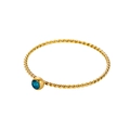 18K gold plated twisted rope ring featuring a bezel set round blue gemstone - Size 5 / Blue-18K Gold Tone