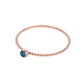 Twisted rope band ring in rose gold finish with round blue sapphire bezel setting - Size 5 / Blue - Rose Gold Band