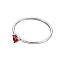 Minimalist silver-tone stainless steel ring with a red heart-shaped zircon stone - Size 9 / Steel Color/Red