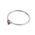 Minimalist silver stainless steel ring featuring a heart-shaped purple zircon stone - Size 5 / Steel/Purple