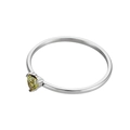 Minimalist stainless steel ring with a heart-shaped yellow gemstone in silver finish - Size 5 / Steel/Olive Green