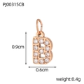 Detail view of rose gold micro-pave letter B pendant with 0.9cm height dimensions - Letter B