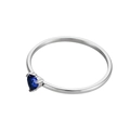 Silver stainless steel ring with a heart-shaped sapphire blue zircon in a prong setting - Size 5 / Silver/Deep Blue