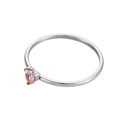 Pink heart-shaped gemstone ring with a polished silver stainless steel band - Size 5 / Silver Tone / Light Pink
