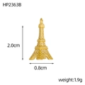 Vista detallada de un colgante de la Torre Eiffel bañado en oro de 18K con medidas y peso - Estilo Torre Eiffel (HP2363B)