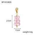 Pink translucent resin bear pendant with gold clasp for DIY jewelry making 2.1cm - Pink Semi-Transparent (BP1453BZ1)