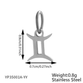 Silver stainless steel Gemini zodiac pendant charm, dimensions 0.8cm by 0.7cm - Silver Gemini