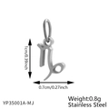 Silver Capricorn zodiac charm pendant in stainless steel with 1cm measurement details - Silver Capricorn