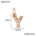 Macro detail of rose gold Y-letter pendant with micro-pave cubic zirconia crystals - Letter Y