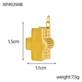 Detail of 18K gold-plated cross pendant showing 1.5cm size and textured metallic finish - Cross Architectural Style (XP49394B)