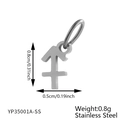 Silver stainless steel Sagittarius arrow pendant with size and weight measurements - Silver Sagittarius