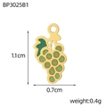 Detailed view of tiny 18K gold plated grape pendant with 1.1x0.7cm dimensions for jewelry DIY - Light Green Grape Style (BP3025B1)
