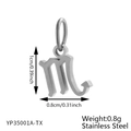 Scorpio zodiac pendant charm in silver stainless steel with dimensions 1cm by 0.8cm - Silver Scorpio