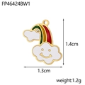 Detailed view of rainbow and cloud enamel charm showing dimensions 1.4cm and 1.3cm - Smiling Rainbow Style (FP46424BW1)