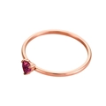 Rose gold stainless steel ring with a red heart-shaped birthstone in 3-prong setting - Size 5 / Rose Gold / Rose Red