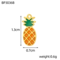 Detail view of a 1.3cm pineapple charm with 18K gold plating and orange enamel - Pineapple Style (BP3036B)