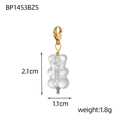 Resin gummy bear charm with gold lobster clasp, size 2.1x1.1cm for DIY jewelry - Transparent (BP1453BZ5)