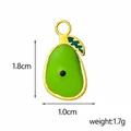 Detailed view of pear shaped green enamel charm with gold plating and 1.8cm size mark - Green Pear Shape (FP46191BK2)