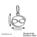 Silver stainless steel Cancer zodiac pendant charm 1cm with polished finish - Silver Cancer