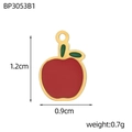 Macro shot of 18K gold plated red apple charm with size 1.2x0.9cm for DIY jewelry making - Red Apple Slice (BP3053B1)