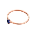 18K rose gold plated stainless steel ring with a heart-shaped blue zircon stone - Size 5 / Rose Gold / Dark Blue