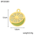 Detailed 1.1cm lemon slice pendant in 18K gold plated frame with yellow enamel inlay - Lemon Slice Shape (BP3050B1)
