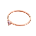 Rose gold heart-shaped ring with a pink birthstone zircon in a three-prong setting - Size 5 / Rose Gold / Light Pink