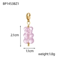 Pink resin gummy bear charm with golden lobster clasp and 2.1cm height measurement - Pink Transparent (BP1453BZ8)