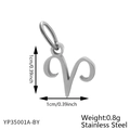 Silver Aries zodiac sign pendant in stainless steel for DIY jewelry making - Silver Aries