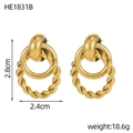 Dettaglio orecchini ovali intrecciati color oro con specifiche di misura e peso - Stile a Doppio Strato con Trama a Corda Oro (HE1831B)