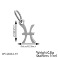Silver stainless steel Pisces zodiac sign pendant with dimensions 1cm by 0.6cm - Silver Pisces