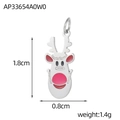 Pendentif renne avec émail rouge en finition argent pour bijoux de Noël DIY - Tête de Renne de Noël en Argent (AP33654A0W0)