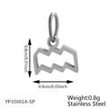 Silver stainless steel zodiac charm pendant with wave design for DIY jewelry - Silver Aquarius