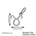 Silver Taurus zodiac pendant in stainless steel with measurement markings - Silver Taurus