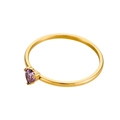 18K gold plated stainless steel ring with purple heart-shaped zircon stone - Size 5 / Purple