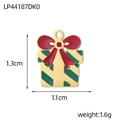Pendentif cadeau de Noël en alliage doré avec nœud rouge et émail vert rayé - Boîte Cadeau de Noël (LP44187DK0)