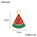 Watermelon slice charm in 18K gold plated steel with red enamel for DIY jewelry - Triangle Watermelon Shape (PJ00140D)
