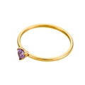 18K gold plated stainless steel ring with purple heart-shaped zircon birthstone - Size 5 / Lavender