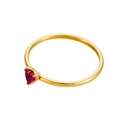 18K gold plated stainless steel ring featuring a heart shaped red zircon gemstone - Size 5 / Rose Red