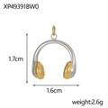 Dettaglio del ciondolo a cuffia placcato oro 18K con misure e peso specifico - Stile Cuffie Moda (XP49391BW0)
