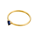 18K gold plated stainless steel ring with sapphire blue heart-shaped birthstone - Size 5 / 18K Gold Tone / Dark Blue